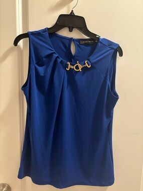 Ivanka Trump Royal Blue Sleeveless Shell with Gold Hardware